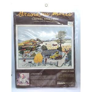 Vintage Grandma Moses Paragon Crewel Kit #0201 "In Harvest Time" SEALED
